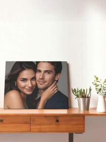 1pc Customized Photo Frame, Custom Pattern Family Picture Frame, Horizontal, Wooden Frame, High Definition Digital Canvas Print, Suitable For Living Room, Entrance Hall, Bedroom Decoration