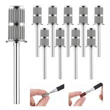 10 piezas de brocas para taladro de uñas, aptas para bandas de lijado de 3/32", brocas de repuesto para taladro de uñas para herramientas de manicura de lima eléctrica - Plateado - Ver 1