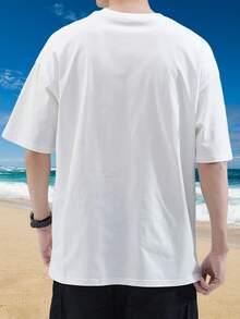 Blanket T Shirt, European American Street Style Tee- Men's T-Shirt Summer Short Sleeve Casual Comfortable Cotton Top Fashion Outfit Street Wear Essential Urban Clothing - 白色 - 查看 2