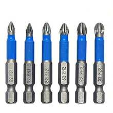 12 Packs Magnetic Non-Slip Drill Bits, PH1 PZ1 PH2 PZ2 PH3 PZ3, 50mm Length Cross Head With Teeth, 1/4 Inch Hexagonal Shank Single Head Drill Bits Suitable For Electric Screwdriver Drill - Blue - View 5