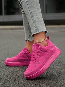 Women's Simple Patchwork Comfortable Khaki Flat Casual Shoes, Personalized Fashion Business Lace-Up Skateboard Sneakers