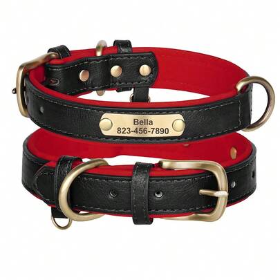 Personalized PU Leather Dog Collar With Engraved Text, Solid Color, Pet ID Collar, Adjustable, Anti-Lost, Fit For Small/Medium Dog Ornamental,Engraved Stylish,Fashion,Colorful,Vintage,Cute,Contracted,Cuties Custom,Unique,Customized,Personalized Pet For Anniversaries,For Birthdays Ornamental,Engraved Stylish,Fashion,Colorful,Vintage,Cute,Contracted,Cuties Custom,Unique,Customized,Personalized Pet For Anniversaries,For Birthdays