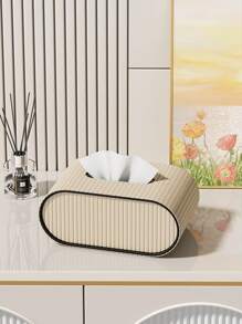 De deksel van de PU-leren tissuebox, een moderne, licht-luxueuze, hoogwaardige elliptische tissueboxhouder, een creatieve tissuebox, is een decoratief opbergitem met magnetische sluiting, geschikt voor woonkamers, nachtkastjes, slaapkamers, bureaus en badkamermeubels.
