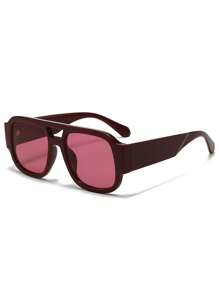 1 pièce Lunettes de mode femme au design minimaliste européen américain, avec un cadre carré épais en plastique ajouré, décor élégant polyvalent pour un usage quotidien