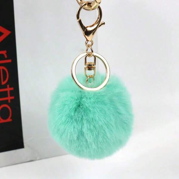 Cute Key Soft Fluffy Fur Ball Keychain Fluffy Key Chains Trinkets Pom Pom Keyring Women Bag Pendant Jewelry Key Chain Charms Car Accessories Bag Charm Backpack For School