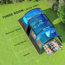 Outsunny 8-Person Camping Tent, Waterproof Family Tent, Tunnel Design, 4 Large Windows, Sleeping Cabins, 3000mm Water Column, Top Hook, Portable With Carry Bag - Blue - View 4