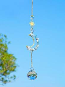 1 Pc Crystal Sun Catcher With Crescent - Solar Pattern, Amethyst Accents And Prismatic Crystal Details, Constructed From Metal And Crystal, Perfect For Outdoor Garden Decoration, Summer Decoration