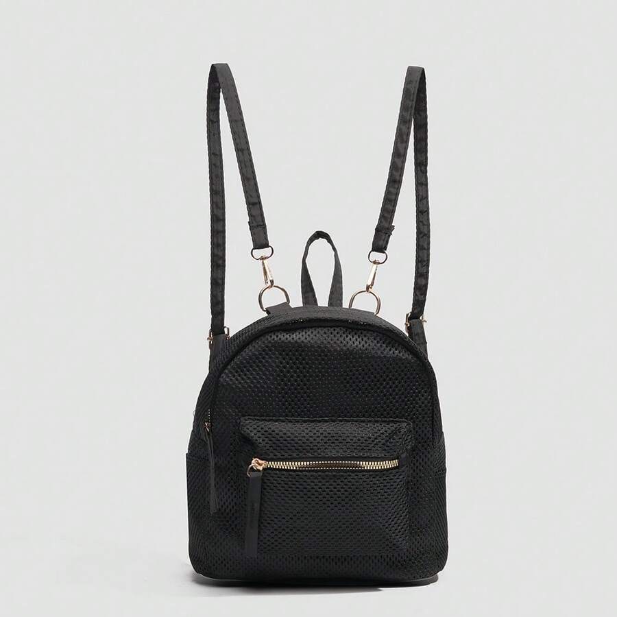 Mochila pequeña de moda con estilo retro y sensación de alta gama para mujer, mochila versátil y pequeña para libros - Negro - Ver 1