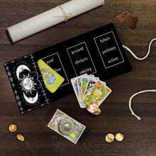1pc Sun & Moon Tarot Storage Bag With Divination Tools - Black Polyester Fiber Gift Pouch, Suitable For Witchcraft, Astrology Items, And Holiday Parties