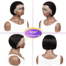 Pixie Cut Wigs Human Hair 13x4 Short Pixie Cut Lace Front Wig For Women Transparent Frontal Wig Layered Straight Bob Glueless Wigs Pre Plucked With Baby Hair Brazilian Virgin Hair