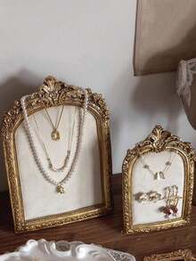 1 件复洛克风格树脂珠宝展示塔，桌面矩形项链收纳盒，多用途配饰和耳环架，无需电源装饰珠宝展示柜情人节女士收纳整理器旅行必需品返校宿舍收纳