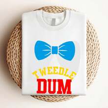 180g Pure Cotton Tweedle Dee Dum Funny Matching Halloween Costume For Couples T Shirt Designer Clothes Print Round Neck Short Sleeve Homme Summer Soft Comfortable Unisex For Women Graphic Stylish Versatile Streetwear Breathable Stretched Slightly Fashion Casual Top For Everyday Wear - White - View 3