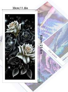 Kit de Pintura de Diamante 5D Flor de Rosa Preta, Bordado de Cruz, Mosaico de Diamante Completo e Redondo, Floral, Bordado, Decoração para Casa, Presentes