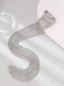 1 pièce Chaîne de cheveux pour queue de cheval basse à la mode, accessoire de fête scintillant avec strass et glands, bijou pour cheveux
