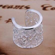 925er Sterling Silber Ring Schmuck edles Dekor Frauen Lady Kristall Wunderschöne Hochzeit Party