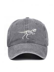 1 pieza Gorra de béisbol para niños/niños pequeños con lavado mate con diseño bordado de dinosaurio y patrón de hueso, apta para todas las estaciones - gorra de beisbol - Ver 17