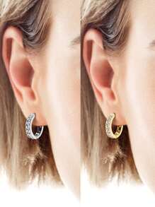 XUJIA 1Pair Moissanite Earrings For Women 925 Sterling Sliver Fashion Hoop Earrings 2.5mm Round Cut Moissanite Women's Sliver Earrings Channel Setting Simple Classic Earrings Jewelry Gifts With GRA Certificate