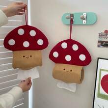Matching Cute Red Mushroom Paperless Tissues Box, Highly Attractive Creative Tissue Box Wall-Mounted Toilet Paper Holder, Dumplings Tissue Box Hanging - Multicolor - View 1