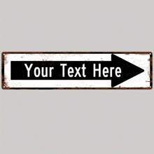 Customized Metal Sign, Personalized Arrow Direction Sign, Custom Text Sign, For Park, Recreation Club, Indoor/Outdoor Wall Decor, 10.01 X 40.01cm Vintage Metal Sign