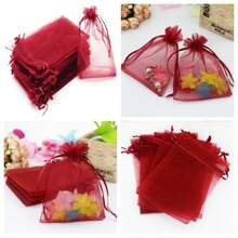 50/100pcs Wine Red Gift Packaging Bags, Dark Red Organza Candy Bags, Multicolor Mixed Wedding Candy Bags, Wedding Necessities Gift Bags, Tableware, Outdoor Storage Bags, Wedding Candy Packaging Bags, Multiple Sizes, Various Festival Party Packaging Supplies, Holiday Home Goods, Holiday Wedding Party Gift Packaging Supplies, Festival Activities And Party Supplies