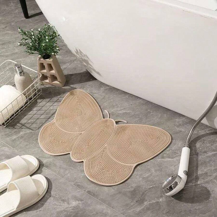 3D Butterfly Shaped Bathroom Mat, Foot Massage, Quick Drying And Non-Slip - Sé un Escuro - Ver 1