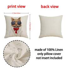 1 件/4 件户外狐狸、鹿、斑马、熊印花防水防尘亚麻抱枕套，17.7*17.7 英寸/45x45 厘米 - 彩色 - 查看 4