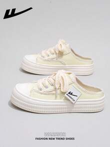 1 双 WARRIOR 女式帆布滑板鞋，低帮户外休闲鞋，透气、轻便、平底、百搭、夏季、时尚、舒适帆布鞋，街头风格