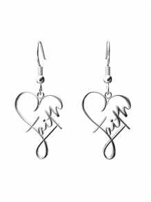 Stainless Steel Cross Heart Design Creative Elegant Dangle Earrings Silver Plated Jewelry Female Gift