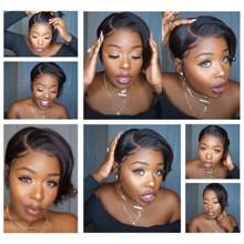 Pixie Cut Wigs Human Hair 13x4 Short Pixie Cut Lace Front Wig For Women Transparent Frontal Wig Layered Straight Bob Glueless Wigs Pre Plucked With Baby Hair Brazilian Virgin Hair