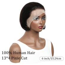 Pixie Cut Wigs Human Hair 13x4 Short Pixie Cut Lace Front Wig For Women Transparent Frontal Wig Layered Straight Bob Glueless Wigs Pre Plucked With Baby Hair Brazilian Virgin Hair