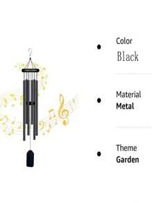 1pack Black Deep Tone Soothing Melodic Tones Windchimes, Wind Chimes For Outside, Room Decor Bedroom Decor Home Decor Wall Decor