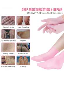 1/2 pares Juego de hidratación y alivio para manos y pies de silicona, hidratación intensiva, calcetines reutilizables de aloe vera, calcetines para spa nocturno, calcetines de gel antideslizante para talones, adecuados para mujeres y hombres con piel seca y pies ásperos, cuidado de los pies en casa, a usar con sus lociones y cremas favoritas