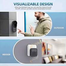 Timbre inalámbrico con cámara de vídeo inteligente TUYA, cámara de timbre inteligente WiFi de 2.4GHz, almacenamiento ampliable, captura fotos y vídeos HD, transmisión en vivo Full HD, tono de llamada personalizable, audio bidireccional en tiempo real, visión nocturna, resistente al agua
