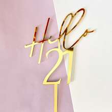1 件/3 件/5 件金色 Hello18/21/30/40/50/60 岁生日蛋糕装饰适用于生日派对蛋糕装饰 - 金色 - 查看 6
