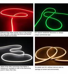 LUCASA Tira Led Neón 5M Luz Led 600 Ledes Flex Cortable Silicona Neon Lights 12V Tiras Led para Cuarto Exterior IP67 Impermeable Tira Led Para Cocina Decoración Habitación TV Luces LED Flexible - CÁLIDA - Ver 8
