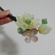 汉服发簪发饰，手工制作中国风花朵发夹装饰，木质牡丹发簪，旗袍时尚饰品