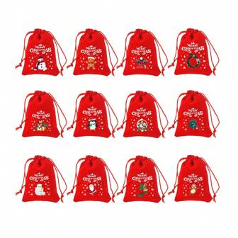 10pcs Christmas Gift Bags, Christmas Holiday Gift Bags, Holiday Gifts, Gift Bags For Snacks, Accessories And Storage