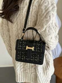 Bolso cuadrado de hombro y cruzado de moda para mujer, Colección Otoño/Invierno 2024