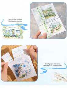 paquete de 20 hojas de papel vintage de paisaje acuarela de ciudad turística para scrapbooking y suministros de diario, papel decorativo artesanal para diarios de chatarra con 10 diseños de patrones