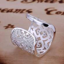 925er Sterling Silber Ring Schmuck edles Dekor Frauen Lady Kristall Wunderschöne Hochzeit Party