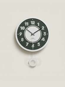 WOZOOM Wozoom Modern Minimalist Round Wall Clock, Overall Beige & Brown Color Scheme, Concise And Elegant. The Dial Features Bold Numeral Lines, Central Brown Circular Ring With Silver Pointers, Sophisticated Design. Pendulum Swing At The Bottom Adds Liveliness. Perfect Home Decor Choice For Living Room, Bedroom, Etc.
