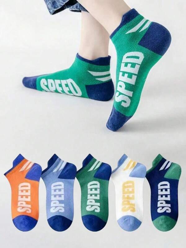 10 pares/5 pares de calcetines de malla transpirables y livianos con estampado de letras para niños, calcetines de tobillo suaves adecuados para verano/primavera/otoño, calcetines de estilo para niñas/niños, un gran regalo para mamá/papá, ropa para niños