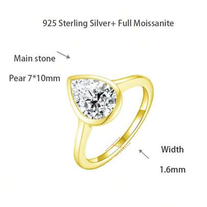 1 pièce Bague en argent sterling 925 avec moissanite (2 carats, couleur D) et diamant, bijoux de mariée, livrée avec certificat GRA, convient aux mariées
