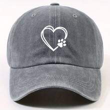 Fashion Double Layer Heart-Shaped Cat Paw Washed Duckbill Cap Unisex Adjustable Brim Dad Baseball Cap Street Climbing Cycling Cap - Xám - Xem 2