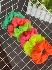 4/6 piezas Scrunchies fluorescentes de colores Y2K, accesorios elegantes para el cabello para mujeres, adecuados para vestidos, vacaciones en la playa, atuendos diarios y peinados, Casual