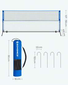 SONGMICS Filet de Badminton de 3 m, Filet de Volley-Ball, Hauteur réglable, Ensemble Portable pour Le Tennis, bleu - Bleu azur - Voir 8