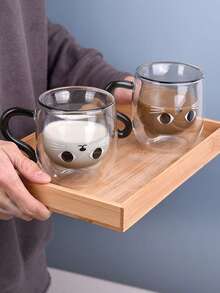 1个可爱猫咪造型玻璃杯，280毫升双层隔热，耐热硼硅玻璃，咖啡杯，牛奶杯，茶杯，创意保温杯，办公家居用品，独特设计，是情人节礼物、新年礼物、生日礼物、节日装饰、饮具、咖啡杯的完美之选。 - 彩色 - 查看 8