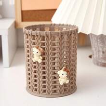 1 Stück süßer Stifthalter, kreativ-modischer cartoon-artiger Stiftorganizer, Desktop-Aufbewahrungsbehälter, rund geflochtener Stiftbecher, tolles Geschenk, Rückkehr zur Schule, Schulbedarf, Federmappe, Stiftetasche, Schultasche