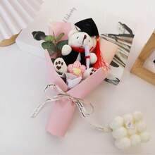 1 件 22*16 厘米卡通熊花束祝贺装饰迷你医生熊花束适用于婚礼派对装饰毕业派对布置和礼物教师节礼物