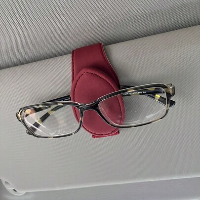 Car Sun Visor Glasses Clips & Fashion Glass Holder,Magnetic PU Leather Glasses Ticket Card Clip For Car Visor Accessories